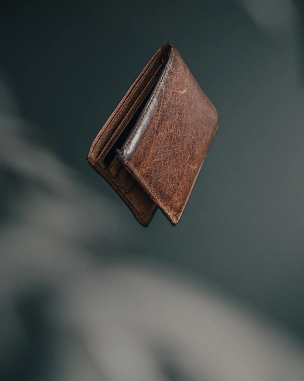 Portefeuille en cuir brun